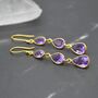 Amethyst Gold Plated Silver Drop Earrings, thumbnail 7 of 8