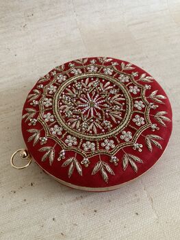 Red Circular Handcrafted Clutch Bag, 7 of 9