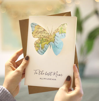 Personalised Map Butterfly Mother's Day Card, 5 of 7
