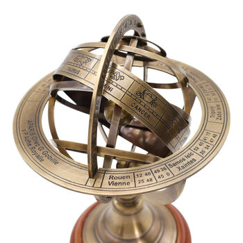 22cm Bronze Armillary Sphere With Wooden Base, 5 of 9