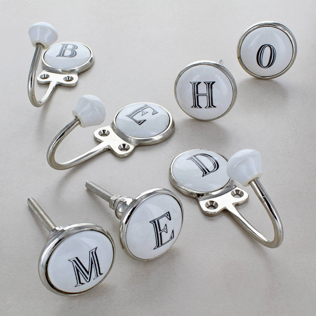 ceramic alphabet or number letter wall rack coat hooks by g decor