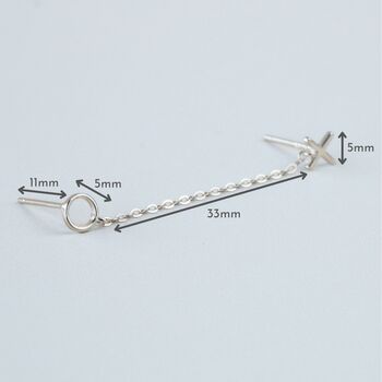 Sterling Silver X And O Double Piercing Earring, 4 of 6