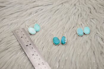 Blue Turquoise Silver Drop Earrings, 7 of 8