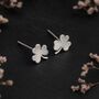 Sterling Silver Lucky Clover Stud Earrings, thumbnail 6 of 6