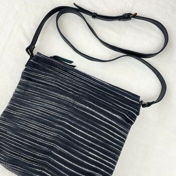 Fair Trade Woven Cotton Leather Cross Body Bag Purse, 8 of 11