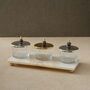 Handmade Set Of Three Lidded Glass Bowls, thumbnail 1 of 2