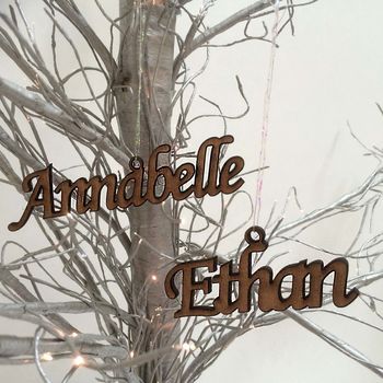 Personalised Wooden Name Bauble, 2 of 6