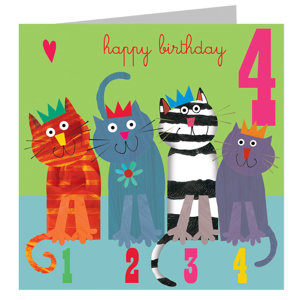 Happy Birthday Cats Four Card By Kali Stileman Publishing