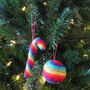 Handmade Felt Rainbow Candy Cane Christmas Decoration, thumbnail 2 of 3