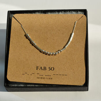 50th Birthday Personalised Morse Code Necklace Gift, 7 of 12