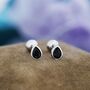 Sterling Silver Extra Tiny Black Cz Droplet Screw Back Earrings, thumbnail 3 of 10