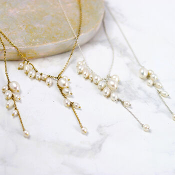 Delicate Black Or White Pearl Waterfall Necklace, 10 of 12