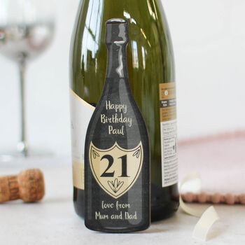 Personalised Milestone Birthday Bottle Label, Wood, 2 of 4