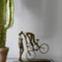 Valentine's Day Antique Bronze Kissing Couple On Bike Sculpture, thumbnail 2 of 3