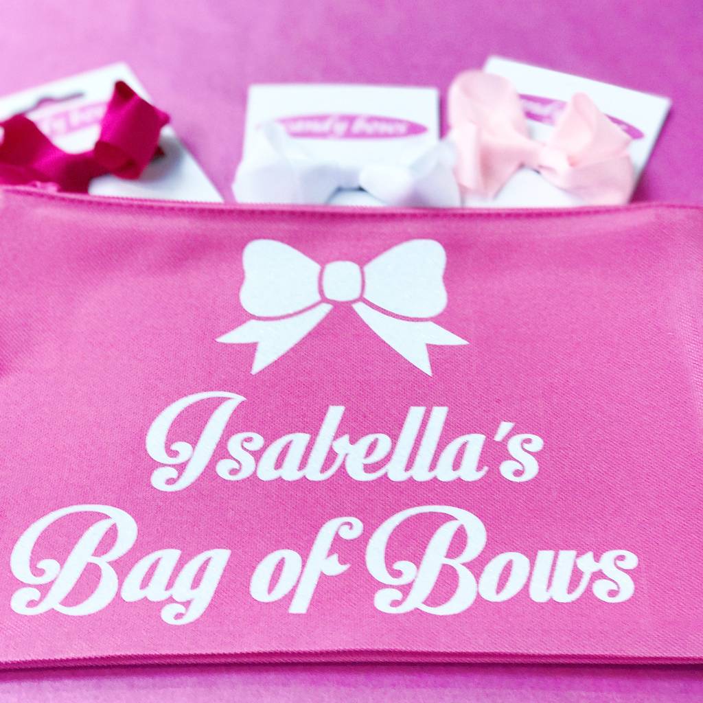 Girls Personalised Hair Bow Make Up Bag And Hair Bows By Candy Bows