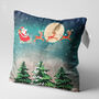 Christmas Cushion Cover With Santa And Fly Reindeers, thumbnail 3 of 7