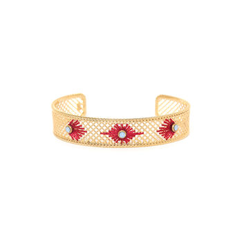 C Shape Bangle Gold Pated And Red, 2 of 4