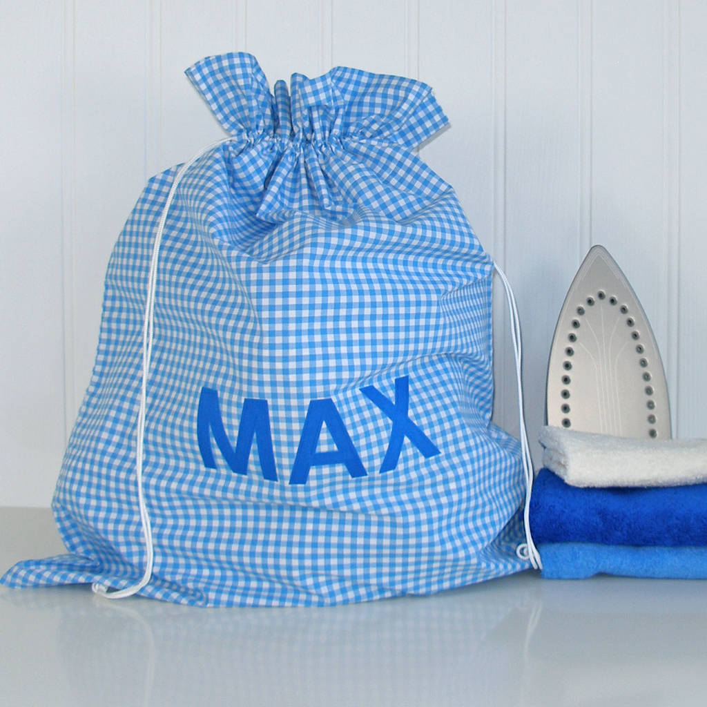 Personalised Gingham Laundry Bag, 1 of 4