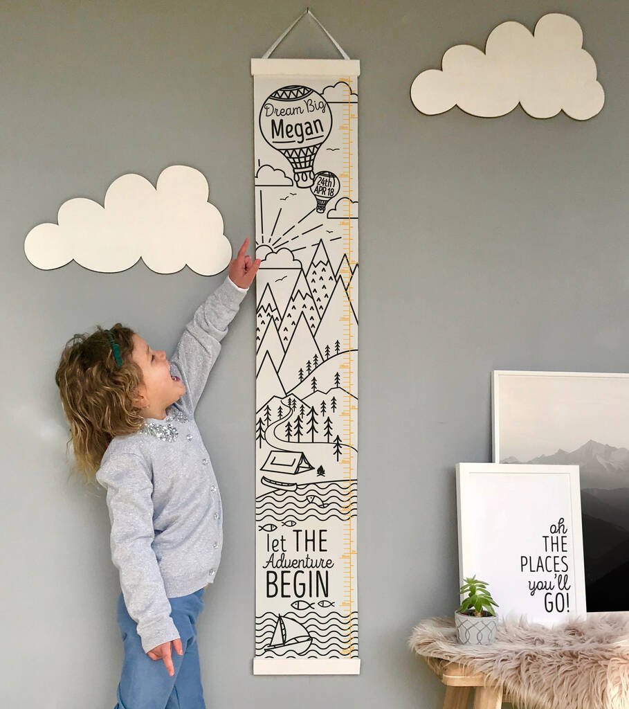 Personalised Monochrome Mountain Adventure Height Chart, 1 of 11