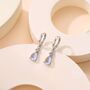 Moonstone Droplet And Cz Huggie Hoop Earrings, thumbnail 1 of 10