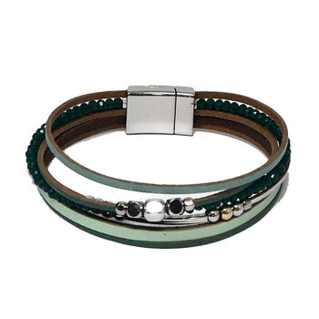 Summer Faux Leather Bead Bracelet With Magnetic Clasp, 5 of 12
