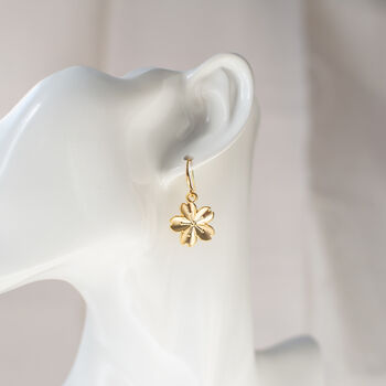 Gold Plated Flower Dangle Earrings, 8 of 10