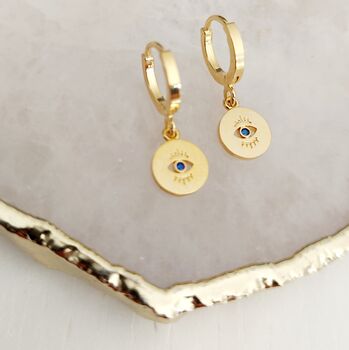 Evil Eye Coin Hoop Earrings, 5 of 6