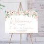 Wedding Welcome Board Peach Pink Floral, thumbnail 1 of 7