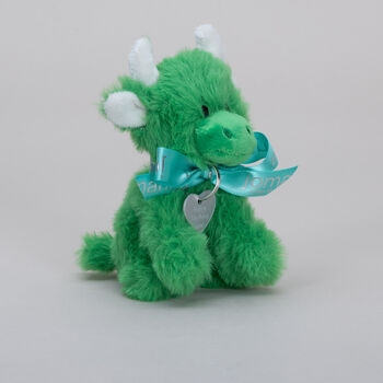 Personalised Mini Green Collectible Highland Cow Soft Toy, Gift Box, 3 of 11