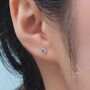 Sterling Silver Amethyst Purple Cz Bezel Internally Threaded Flat Back Earrings, thumbnail 6 of 11
