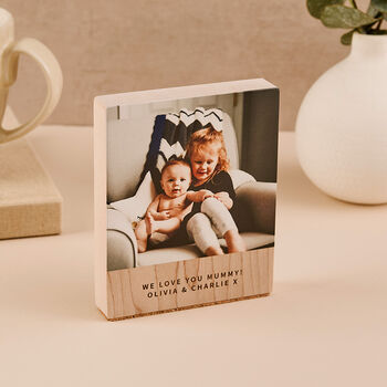 Personalised Wood Desk Photo Block, 2 of 5