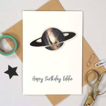 Personalised Handmade Space Birthday Card, 4 of 5