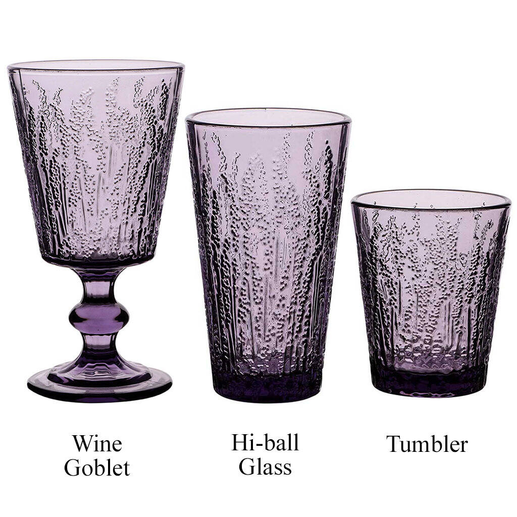 Heather Blooms Luxury Embossed Glassware By Dibor