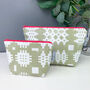 Welsh Blanket Print Wash Bag/Make Up Bag Green, thumbnail 1 of 3