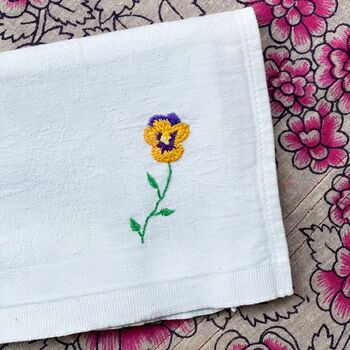 Set Of Six Hand Embroidered Floral Napkins, 3 of 5
