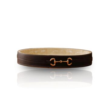 Travertine And Leather Tray With Gold Horsebit, 2 of 2