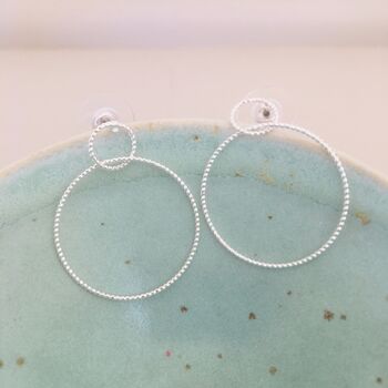 Silver Plated Large Double Hoop Earrings, 2 of 6