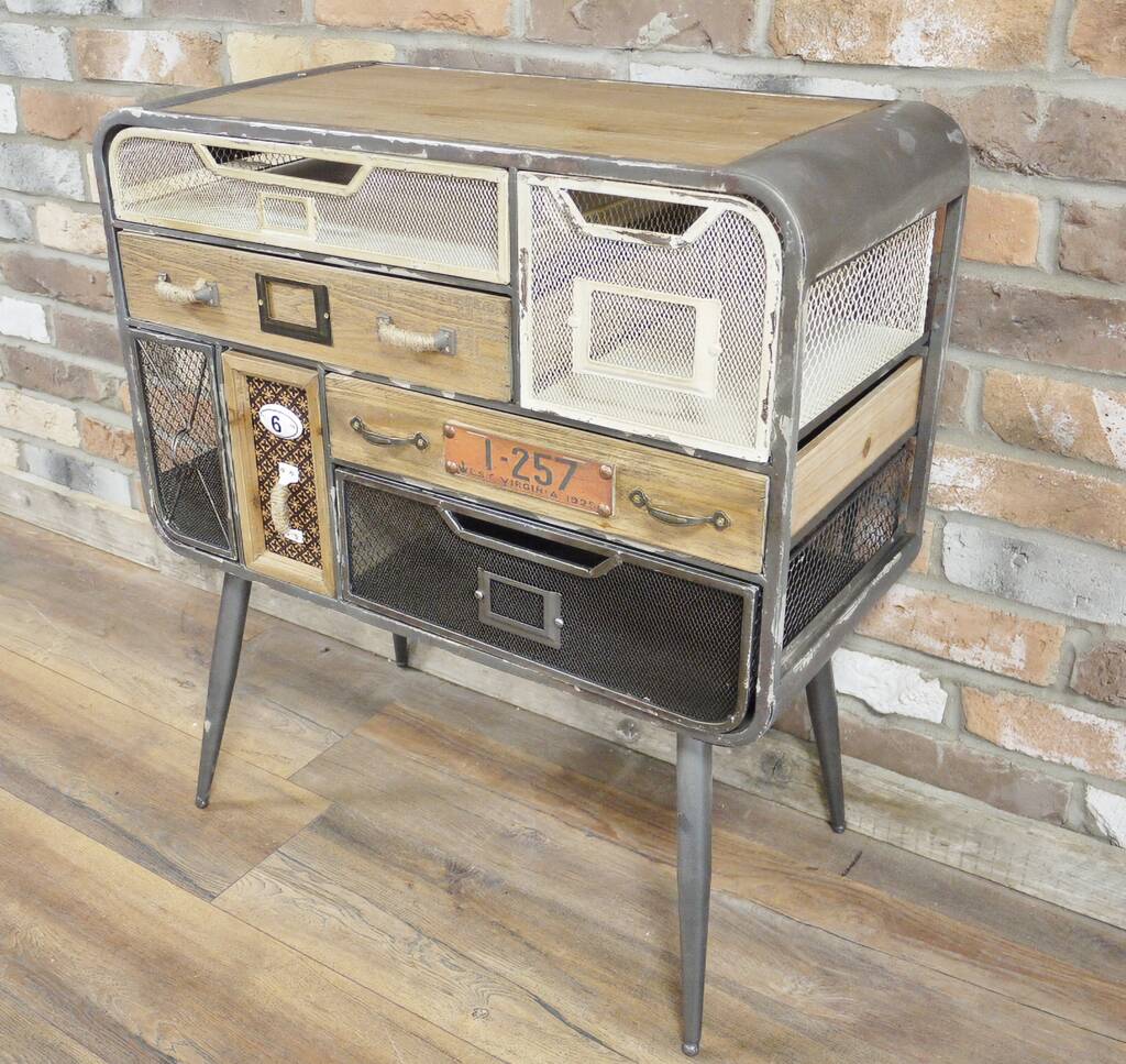 Industrial Side Cabinet Table