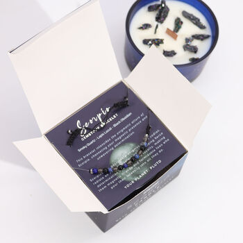 Scorpio Zodiac Crystal Candle And Gemstone Bracelet Gift Set, 5 of 6