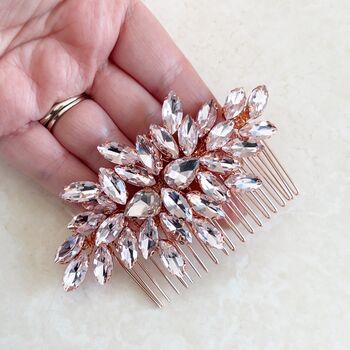 Blush Pink Crystal Hair Comb, 3 of 8