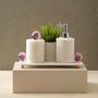 White Marble Bathroom Set With Pink Crystal Accents, thumbnail 1 of 2