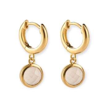 Pink Chalcedony Hoop Earrings In Gold Plated Silver, 3 of 10