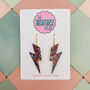 Large Rainbow Lightning Bolt Earrings, thumbnail 1 of 5