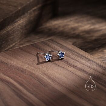 Sparkly Tiny Cz Star Stud Earrings In Sterling Silver, 4 of 12