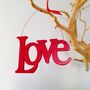 'Love' ~ Gold / Red Hanging Wooden Sign, thumbnail 2 of 5