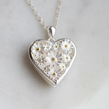 Personalised Sterling Silver Daisy Heart Locket, 5 of 9