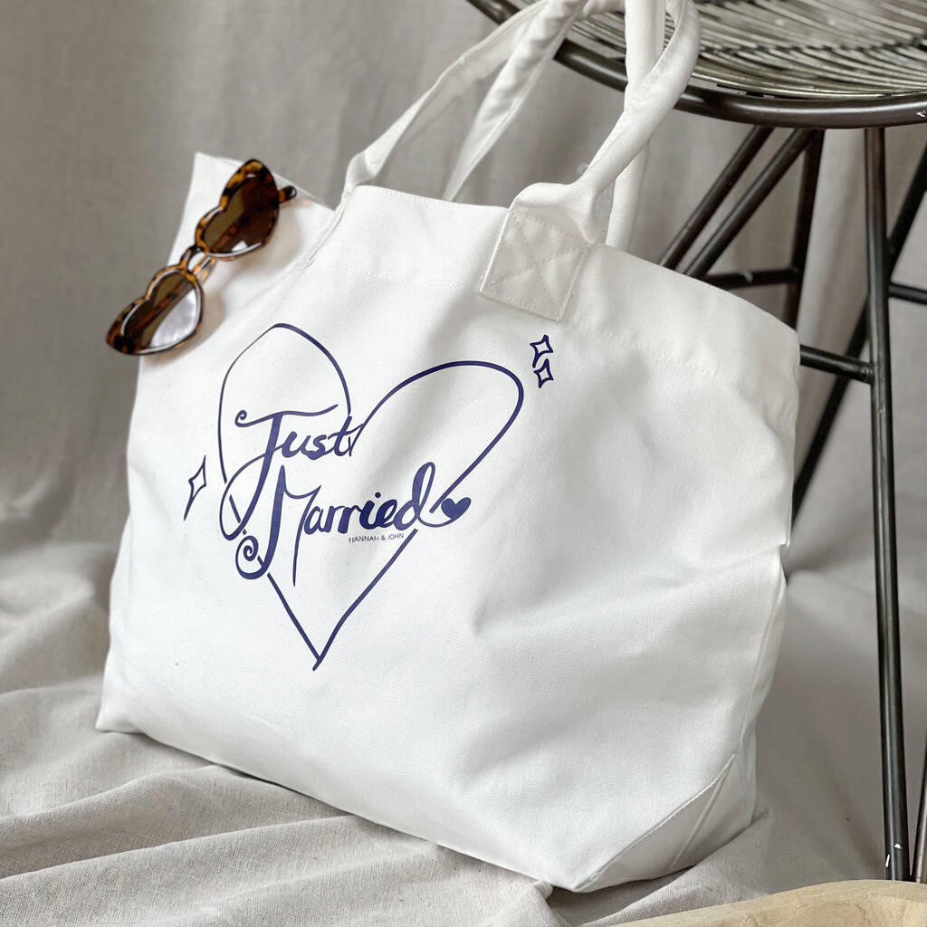 Just Married Personalised Honeymoon Tote Bag, 1 of 2