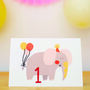 One Elephant Birthday Card For Kids, thumbnail 1 of 4