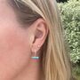 The T Bar Turquoise Hoop Earrings, Silver, thumbnail 2 of 7