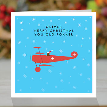 'Merry Christmas You Old Fokker' Personalised Card, 2 of 3